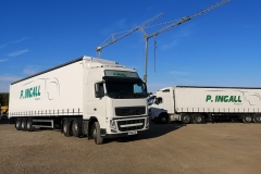 Volvo truck with curtainside trailer