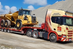 Tudor Griffiths Scania with Low Loader Trailer loaded with Quarry Dumper