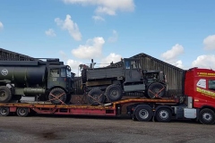 Hutchinson Engineering Services Volvo FH with low loader carrying 2 military vehicles