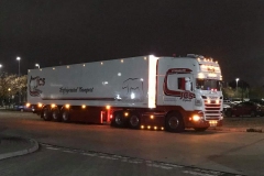 JCS Express refrigerated transport Scania with tri axel trailer