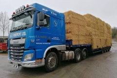 R.G.-Maidment-Ltd-DAF-XF-106-loaded-with-bales-on-flatbed-trailer