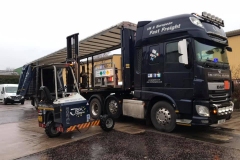 Time Critical Solutions UK and European Fast Freight DAF with curtainsider Trailer and Moffett