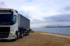 Volvo-Globetrotter-with-Tipper-Body-Trailer-by-dockside