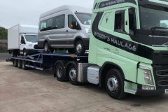 Woodys-Haulage-Volvo-truck-with-low-loader-carrying-vehicles