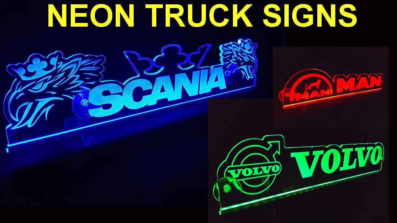 5W 24 Volt LED Light Neon Plate for Trucker Truck Illuminating Sign Table Cabin Decoration Accessories Laser Engraved 24V green 