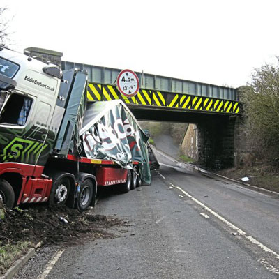 truck hits bridge British Trucking