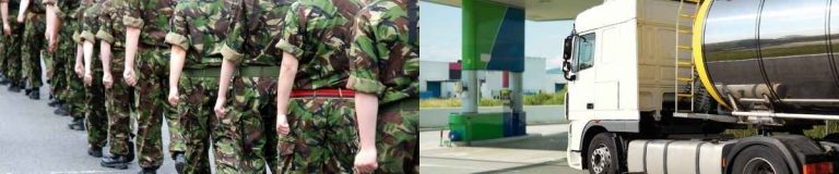 British Soldiers driving fuel tankers UK