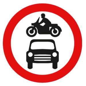 no motor vehicles road sign