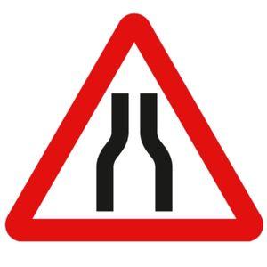 road narrows on both sides road sign